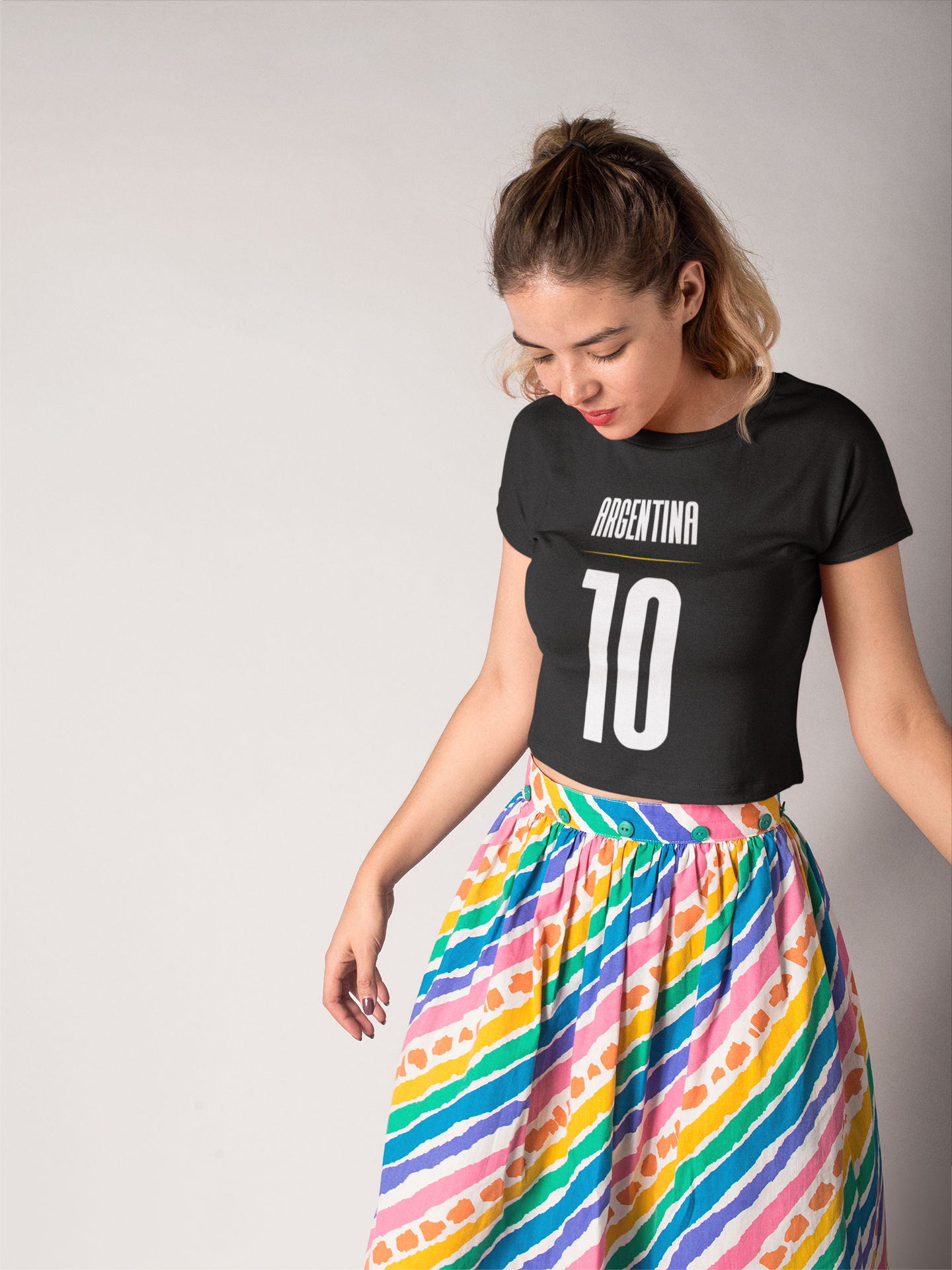 Argentina 10 Black Crop Top For Women