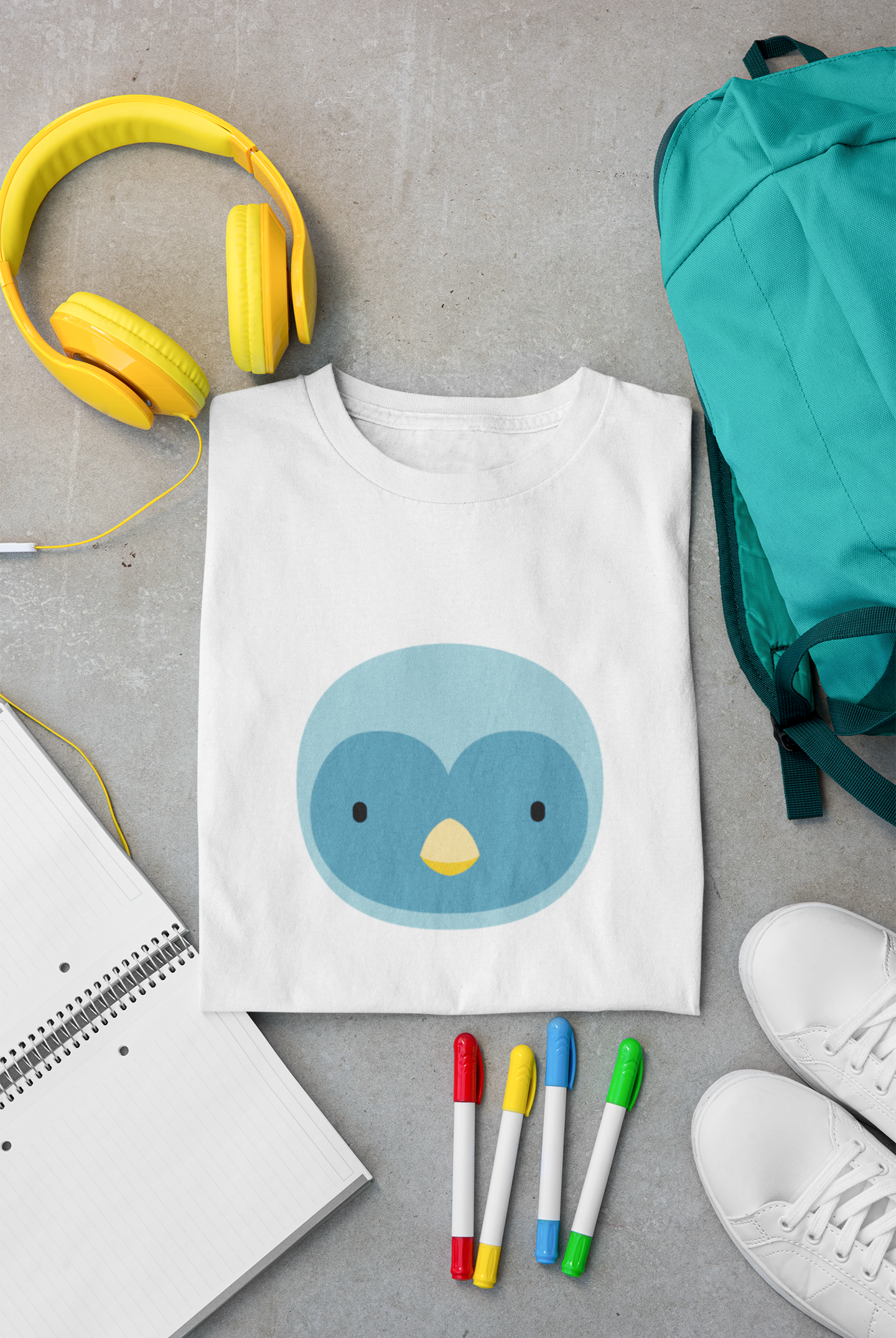 Yellow Beak White Round Neck T-Shirt for Women