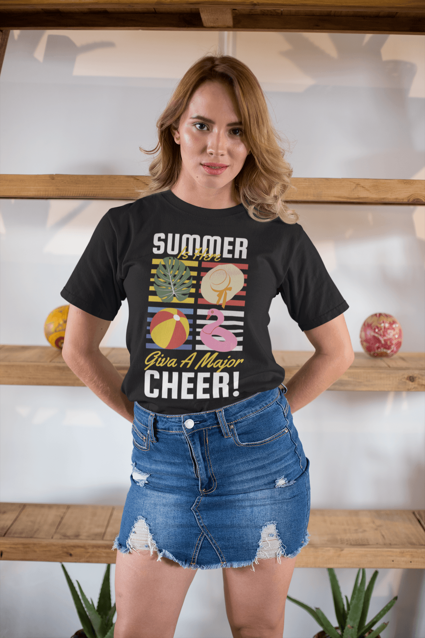 Summer Is Here Black T-Shirt For Women - ATOM