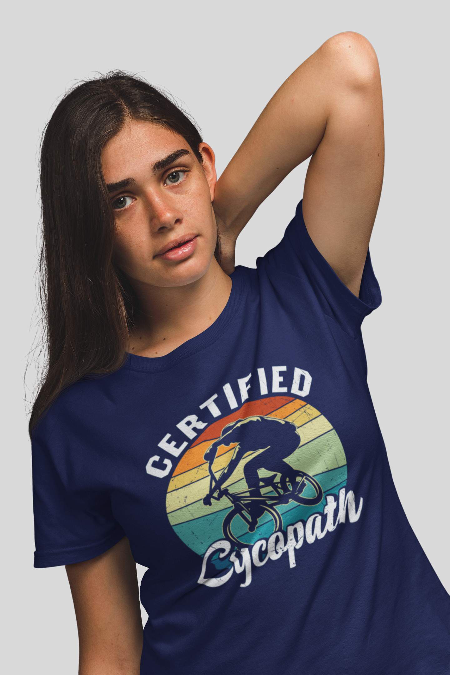 Certified Cycopath Navy Blue Round Neck T-Shirt for Women