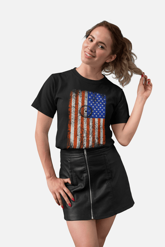 American Flag Summer Black T-Shirt For Women - ATOM